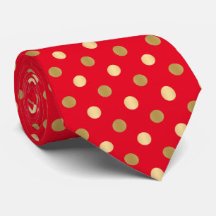 Red & Gold Polka Dots Seamless Pattern Tie