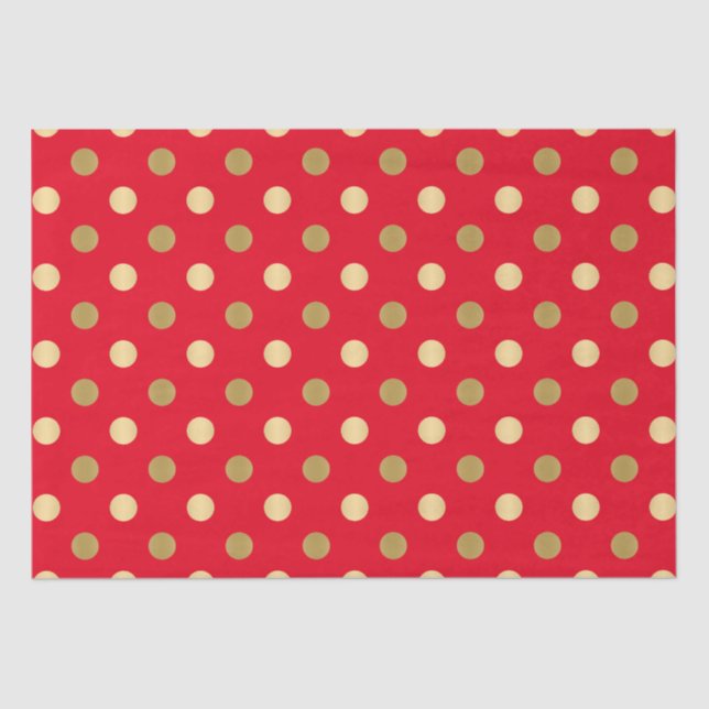 Red & Gold Polka Dots Seamless Tissue Paper (Front)