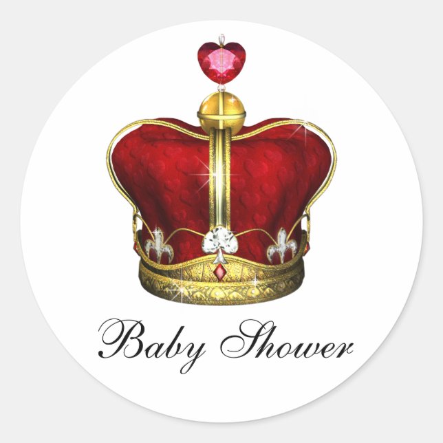 Red Gold Prince Baby Shower Stickers (Front)