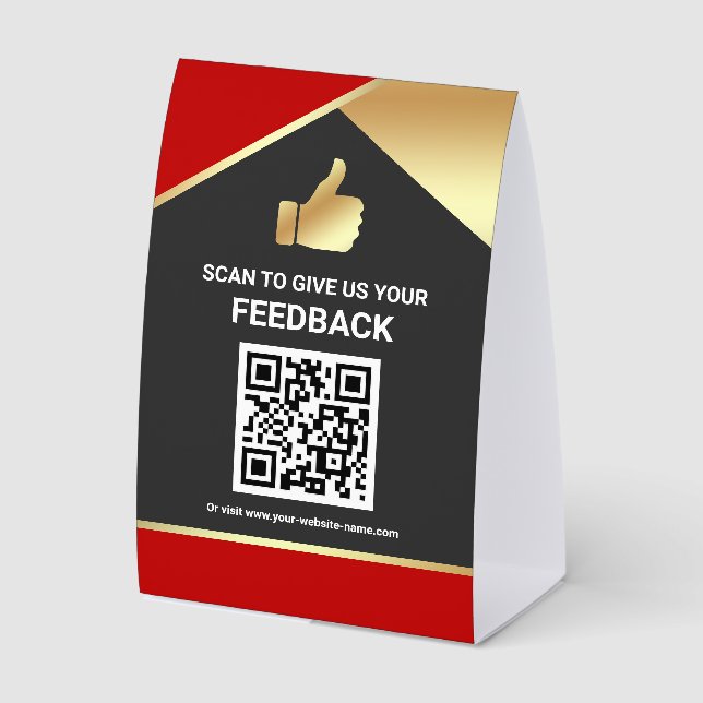 Red Gold QR Code Customer Feedback Review (Front)