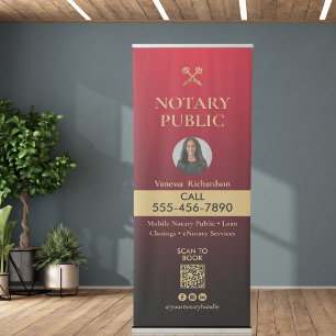 Red  Gold QR Code Notary Photo Event Retractable Banner