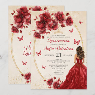 Red & Gold Quinceañera Invitation