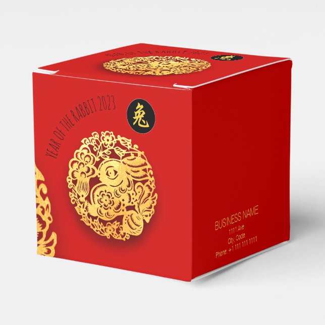 Red Gold Rabbti Papercut Chinese New Year 2023 CFB Favour Box (Front Side)