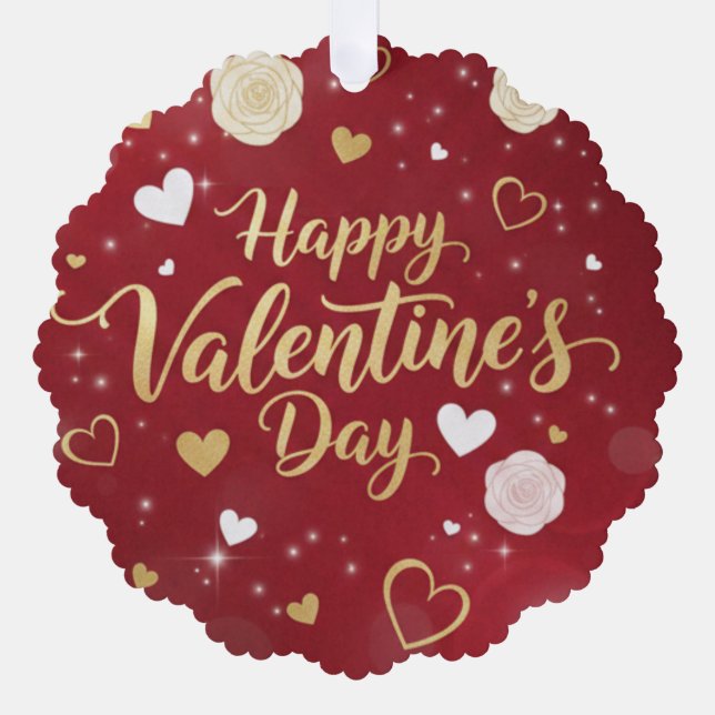 Red & Gold Romance for your valentine Tree Decoration Card (Front)