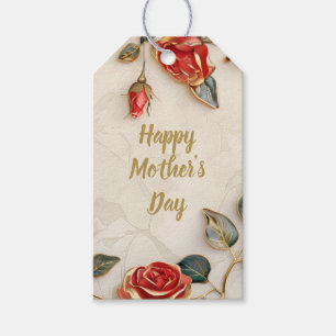 Red Gold Roses Vintage Mother's Day Gift Tags