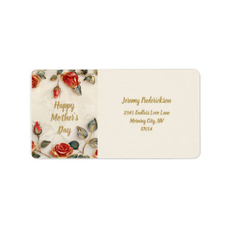 Red Gold Roses Vintage Mother's Day Label