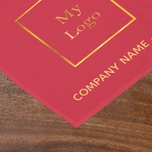 Red gold salon business logo short table runner