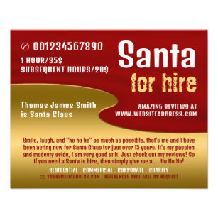 Red & Gold, Santa Claus Entertainer Advertising Flyer