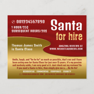 Red & Gold, Santa Claus Entertainer Advertising Flyer