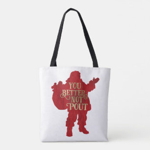 Red & Gold Santa Toy bag You Better Not Pout