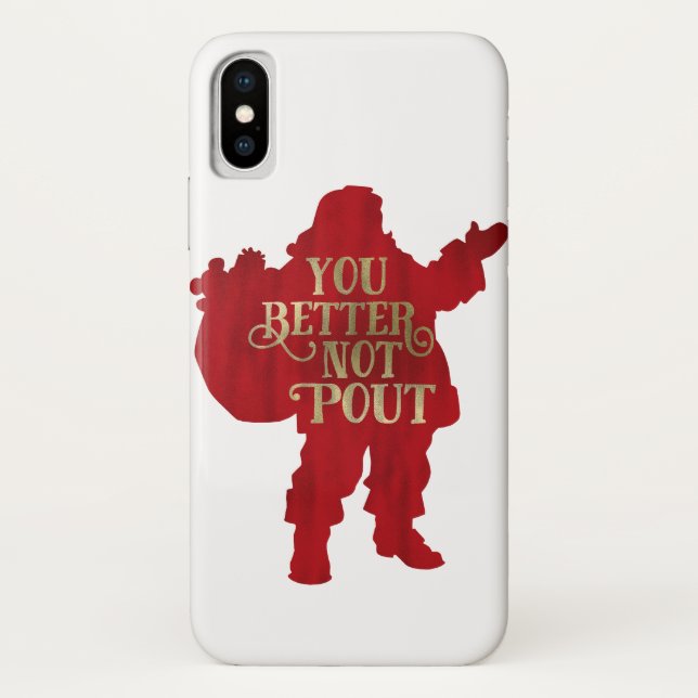 Red & Gold Santa Toy bag You Better Not Pout Case-Mate iPhone Case (Back)