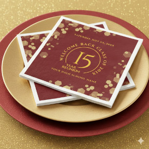 Red & Gold School College Class Reunion Napkin