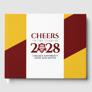 Red Gold School College University Graduation Guest Book