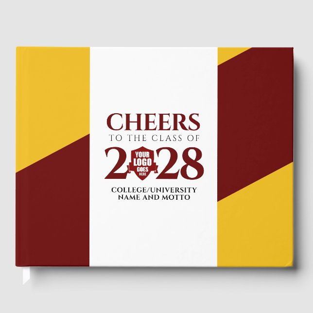 Red Gold School College University Graduation  Guest Book (Front)