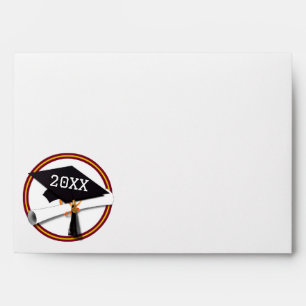 Red - Gold School Colours Grad Cap Graduation Envelope