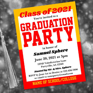 Red Gold School Colours Graduation Invitation
