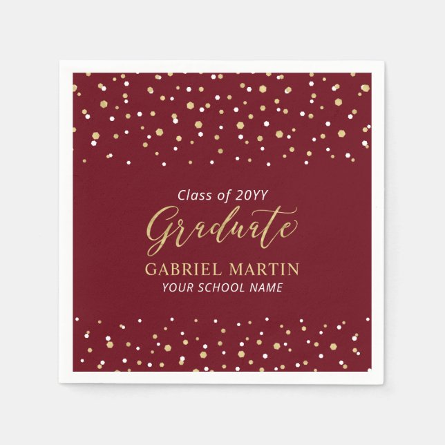 Red & Gold School Graduation Ceremony Party  Napkin (Front)
