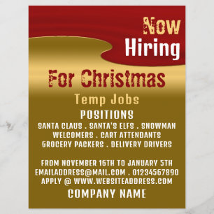 Red & Gold, Seasonal Recruitment Advertising Flyer