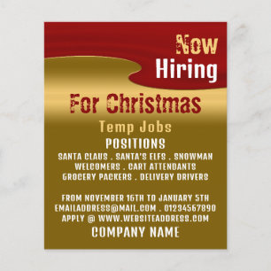 Red & Gold, Seasonal Recruitment Advertising Flyer