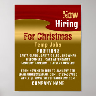 Red & Gold, Seasonal Recruitment Advertising Poster