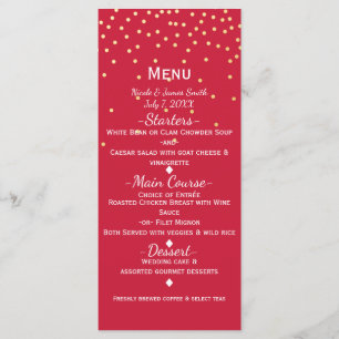 Red & Gold Small Gold Confetti Dots Holiday Menu