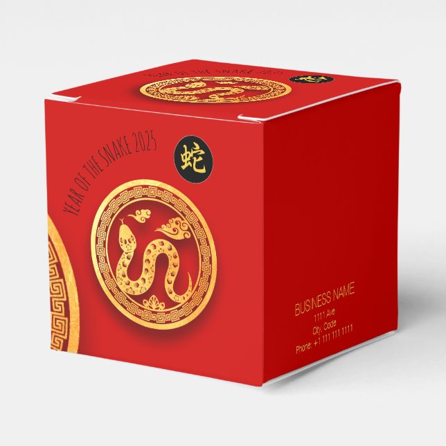 Red Gold Snake Papercut Chinese New Year 2025 CFB Favour Box (Front Side)
