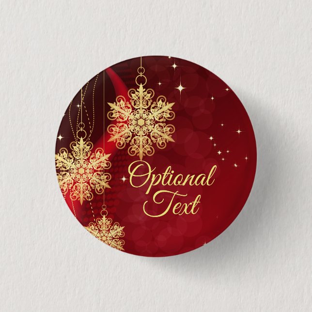 Red & Gold Snowflake Filigree Custom Christmas 3 Cm Round Badge (Front)