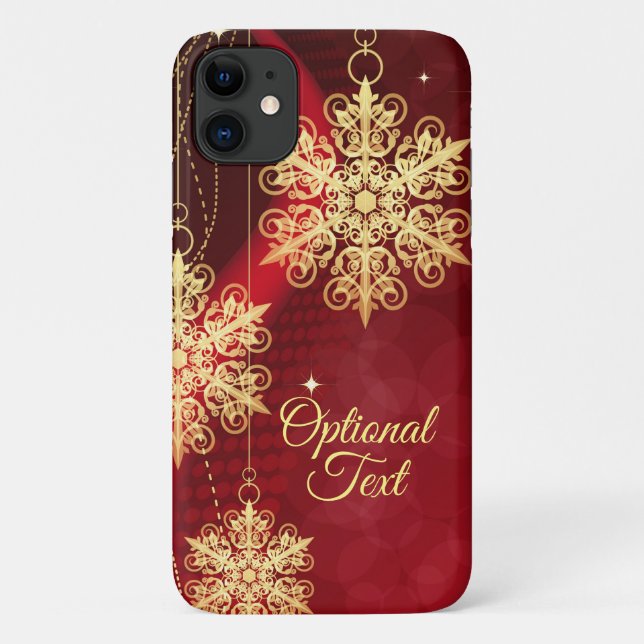 Red & Gold Snowflake Filigree Custom Christmas Case-Mate iPhone Case (Back)