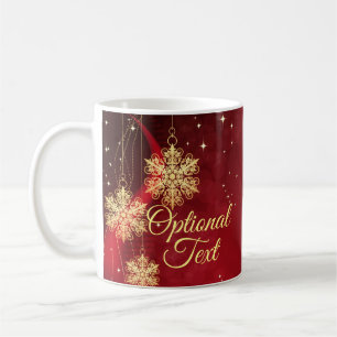 Red & Gold Snowflake Filigree Custom Christmas Coffee Mug