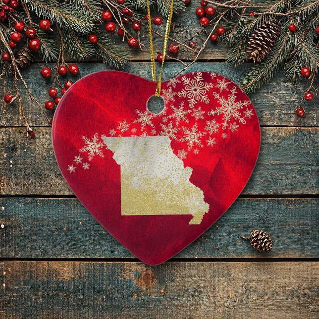 Red Gold Snowflake Missouri Heart Ceramic Tree Decoration (Creator Uploaded)