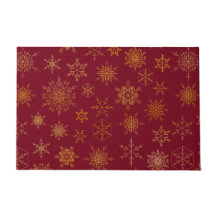Red Gold Snowflake Print Vintage Elegant Christmas