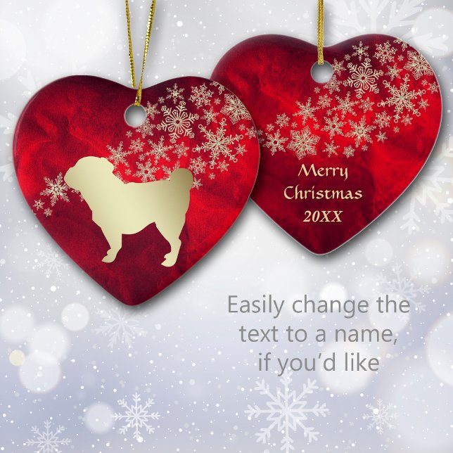 Red Gold Snowflake Pug Ceramic Tree Decoration (Creator Uploaded)