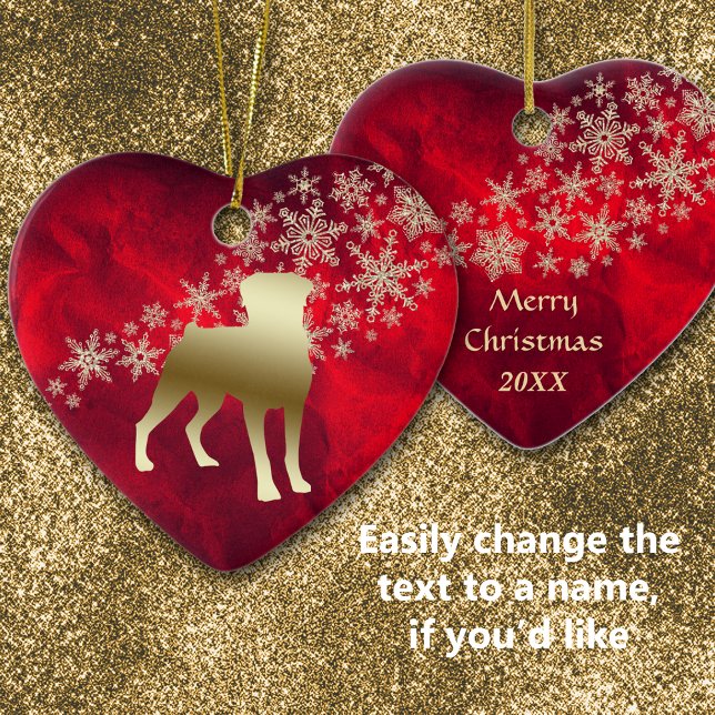 Red Gold Snowflake Rottweiler Ceramic Tree Decoration (Creator Uploaded)