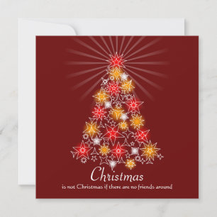 Red & Gold Star Christmas Tree Invitation