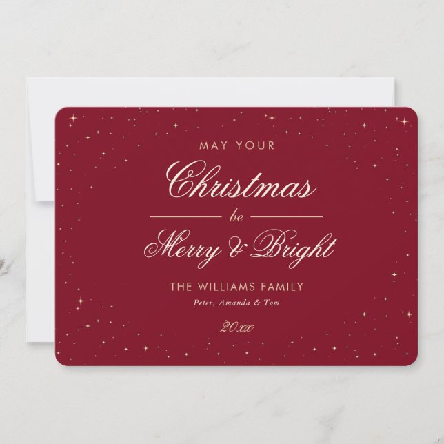Red Gold Starry Christmas Holiday Card (Front)