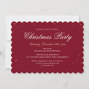 Red Gold Starry Christmas Holiday Party Invitation