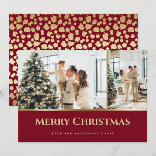 Red Gold Stars Photo Christmas Holiday Card