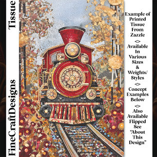 Red Gold Steam Train, Mosaic Tiles DH2R Decoupage Tissue Paper