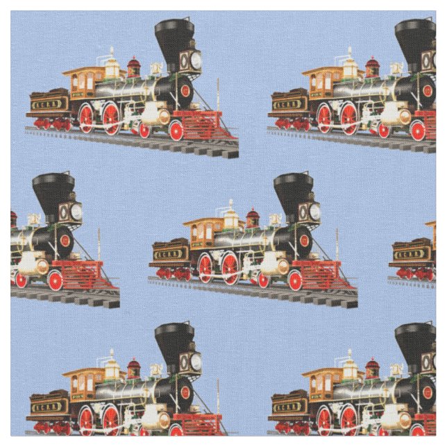 Red Gold Stream Engine  on blue Fabric (Close Up)