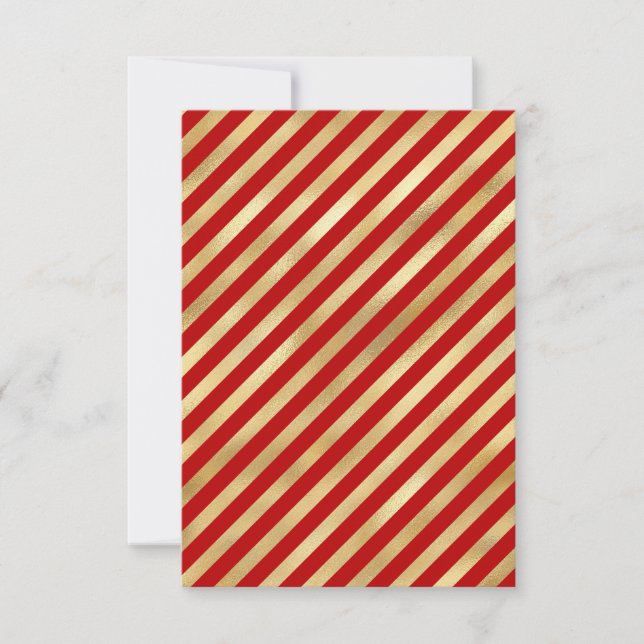 Red Gold Stripe Christmas Blank Greeting Card (Front)