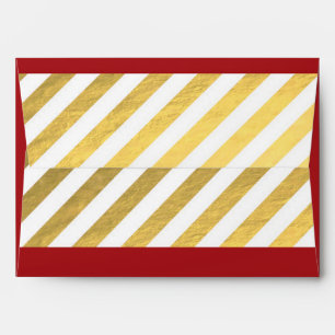 Red & Gold Striped Christmas Holiday Card Envelope
