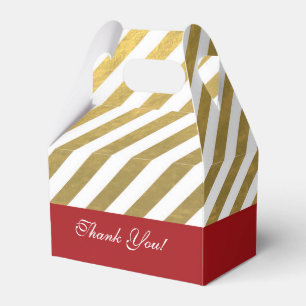 Red & Gold Striped Christmas Party Favour Boxes