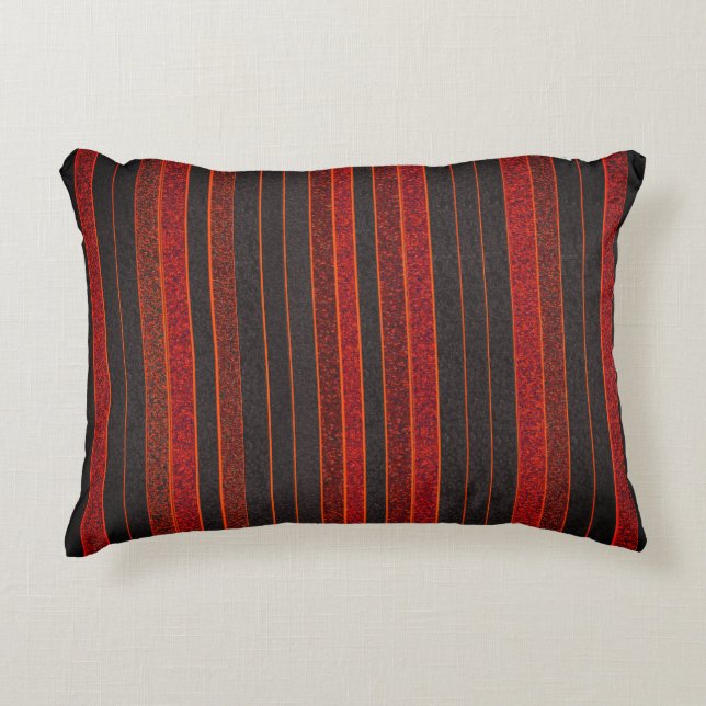 Red Gold Stripey Accent Pillow (Front)