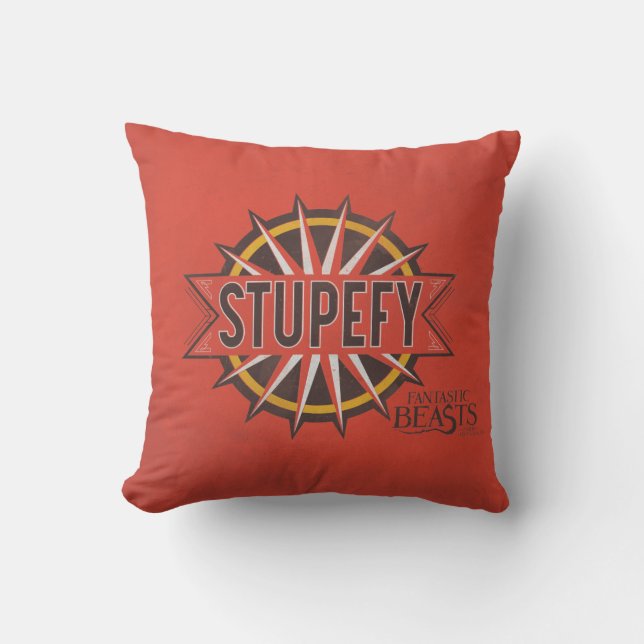 Red & Gold Stupefy Spell Graphic Cushion (Front)
