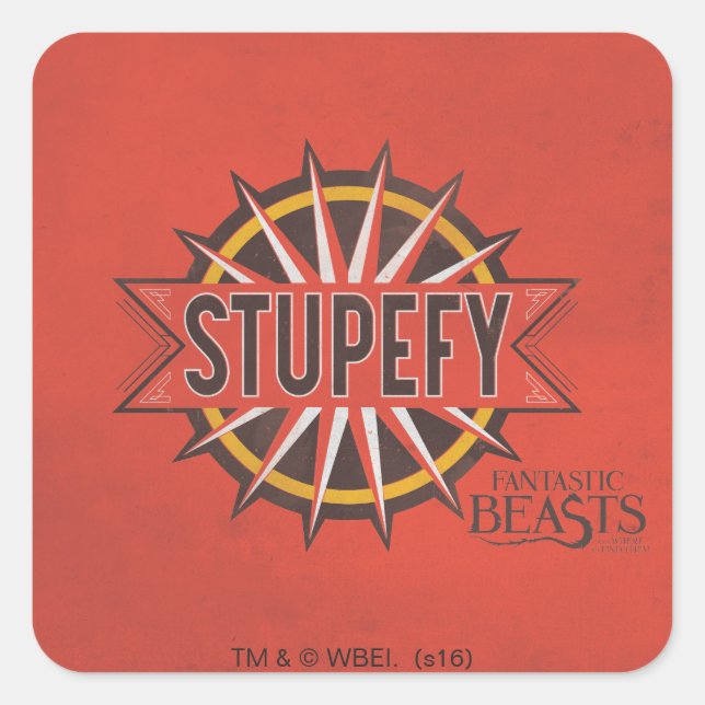 Red & Gold Stupefy Spell Graphic Square Sticker (Front)