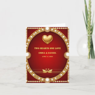 Red Gold Swan Wedding Couple Decor 💍 Invitation