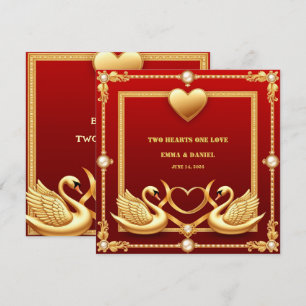 Red Gold Swan Wedding Couple Decor 💍 Save The Date