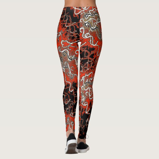 Red Gold Swirl Leggings (Back)