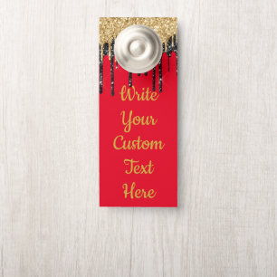Red Gold Text Anniversary Party Birthday Wedding Door Hanger