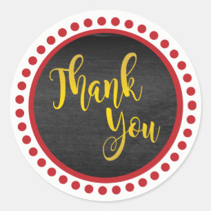 Red Gold Thank You Classic Round Sticker